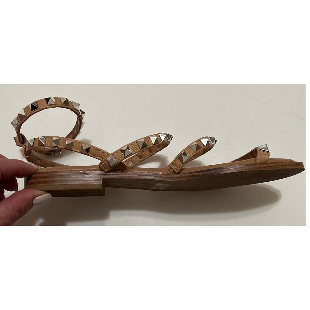 Silver Studded Wrap Around Ankle Flat Sandals with Memory Foam Size 8 - Picture 5 of 5